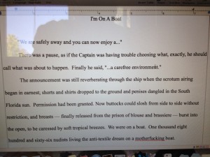 First paragraph, first chapter, first draft.